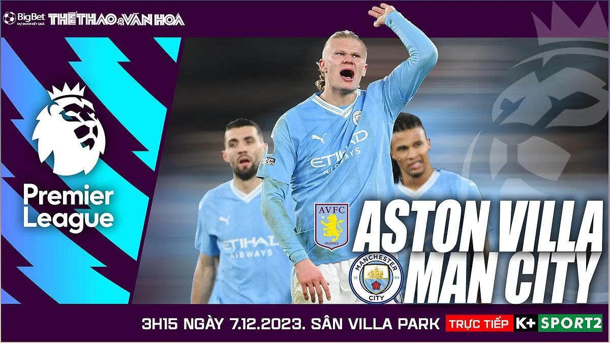 Nhận định trận Aston Villa vs Man City: Dự đoán tỷ số và đội hình dự kiến