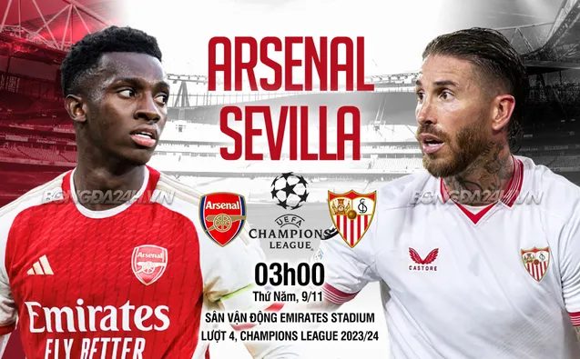 Soi kèo hôm nay 09/11/2023 Arsenal vs Sevilla Ngoại Hạng Anh